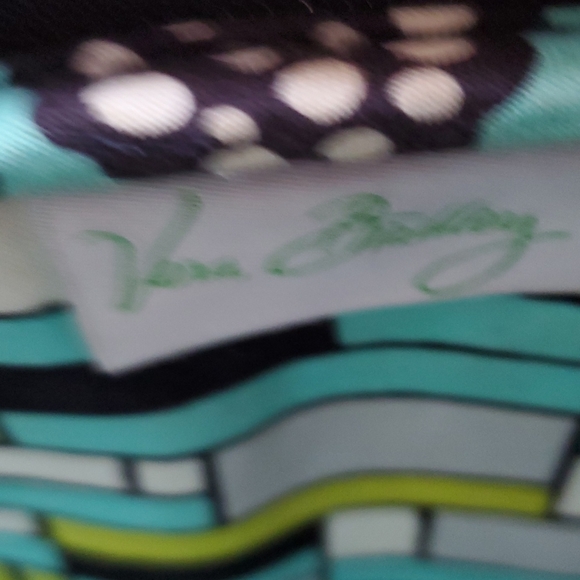 Vera Bradley 11x14 green,aqua,white, blk zipper bag - Picture 10 of 14